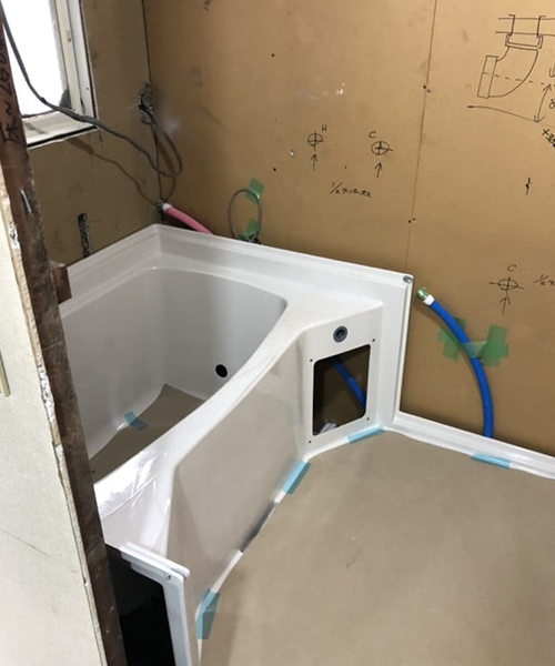 浴室リフォーム作業中