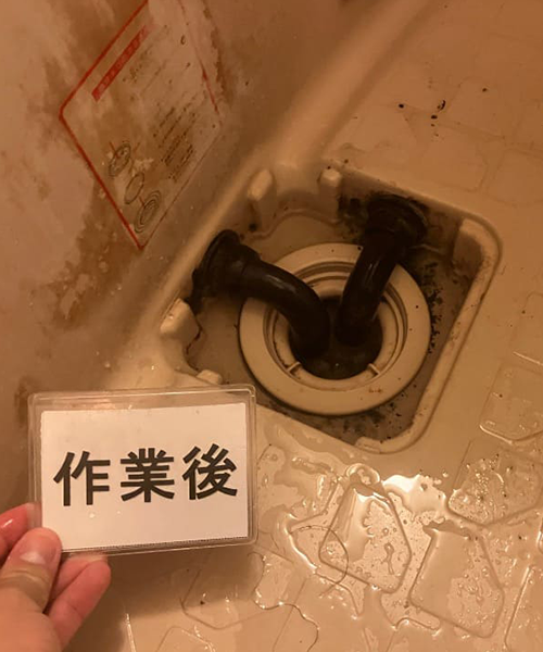 トラップ清掃して浴室の詰まり解消