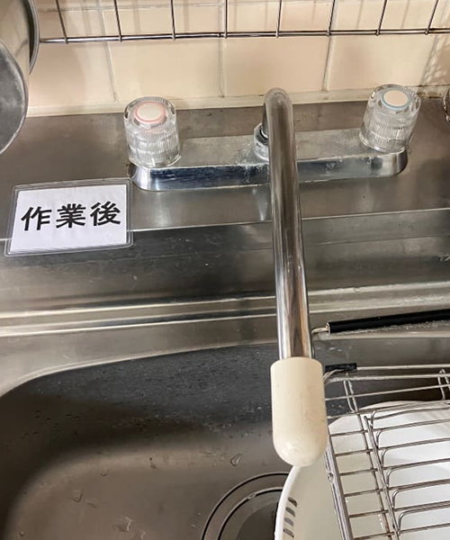 SANEIの給水栓上部「PR18A-13」に交換して台所蛇口の水漏れ修理