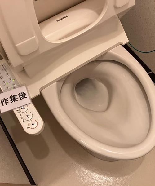 詰まり解消後のトイレ