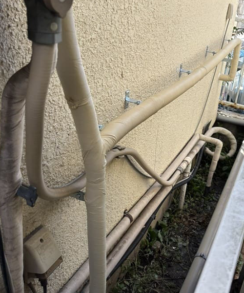 屋外の給湯管の引き直し工事