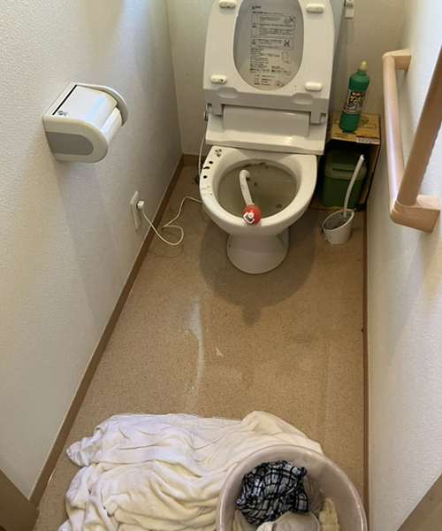詰まりを起こしたトイレ