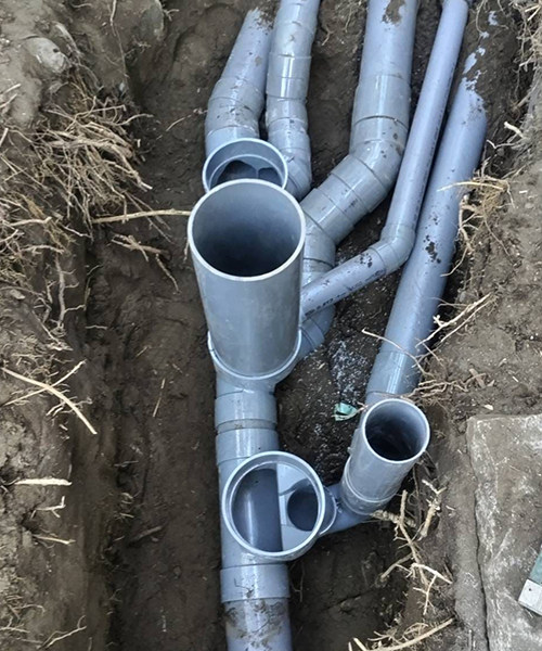 屋外桝を撤去して配管の取り回し