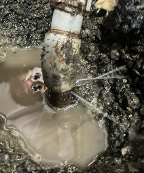 給水管から水が噴き出していることを確認