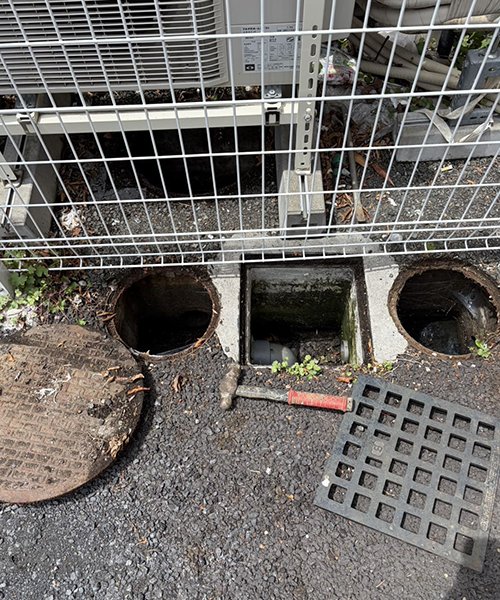 既存の排水桝の位置を確認