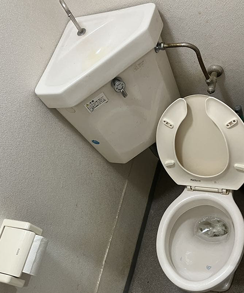 詰まりを起こしたトイレ