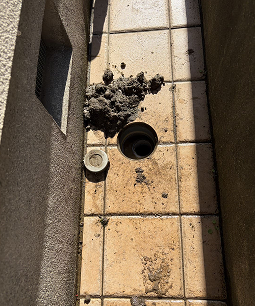 コンクリート下の給水管からの水漏れを確認