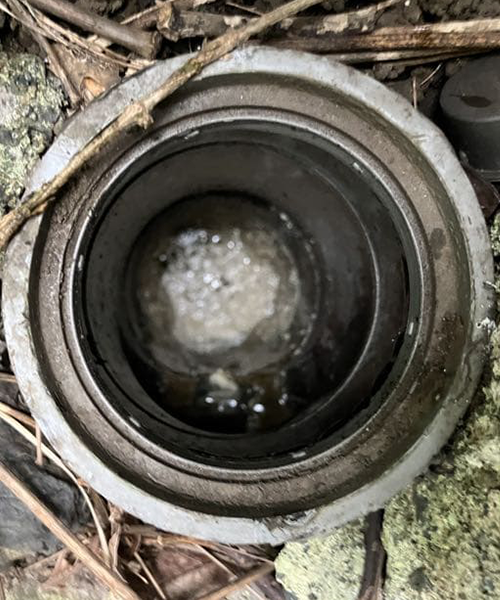 詰まりを起こした排水桝